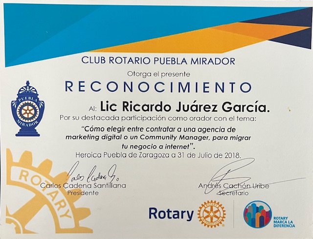 Reconocimiento Rotary Club